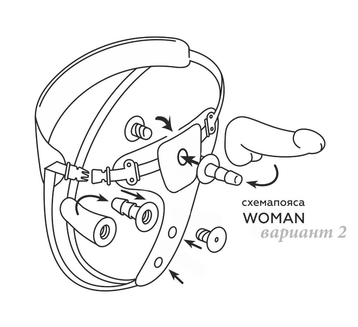 Реалистичный страпон Woman Midi с вагинальной пробкой - 19 см.