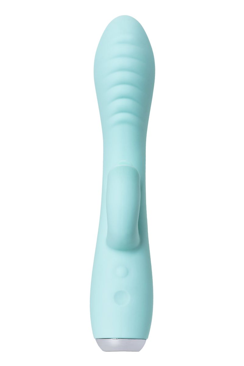 Мятный вибратор с клиторальным стимулятором Milo - 20 см.