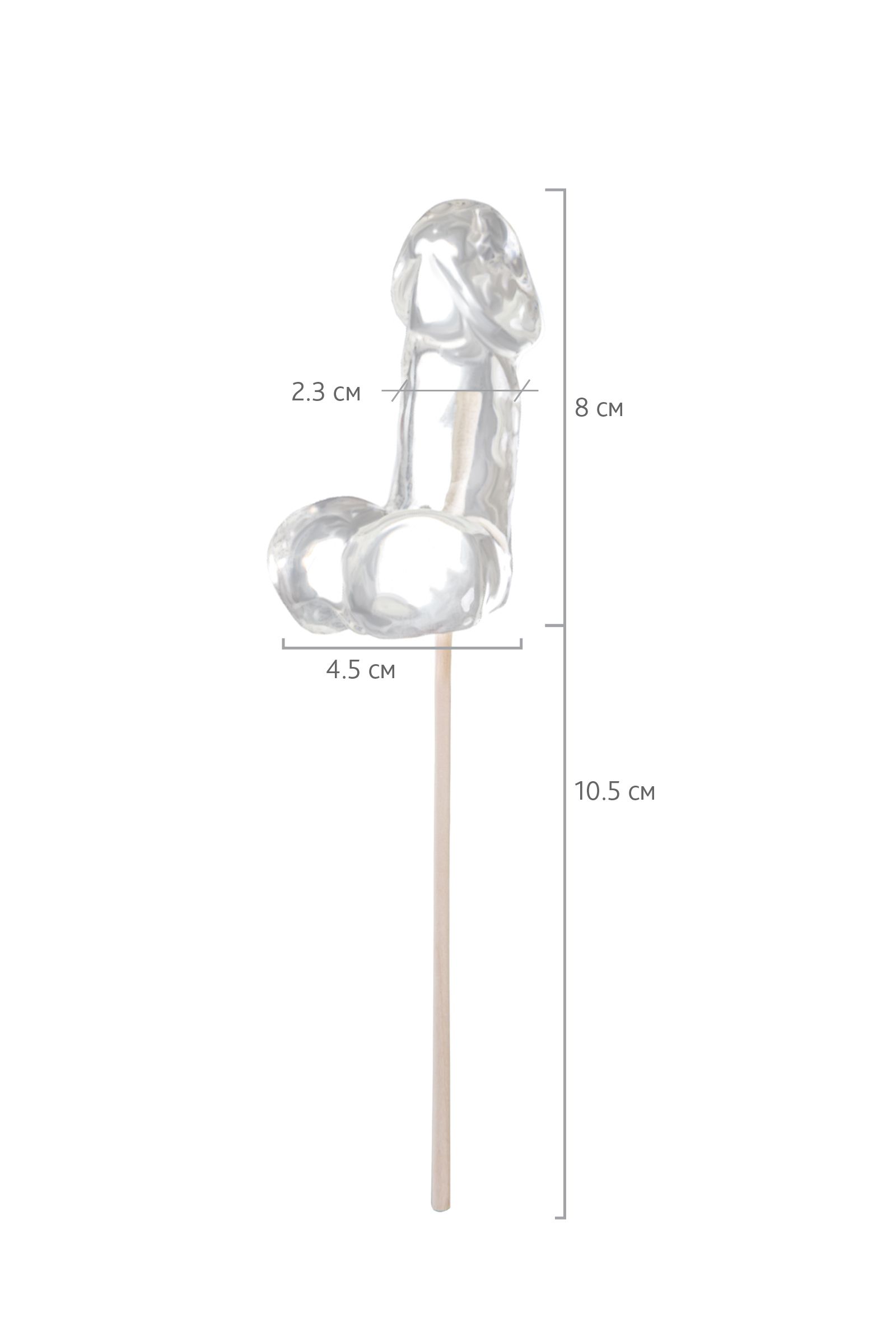 Прозрачный леденец в форме фаллоса со вкусом пина колада - 80 гр.