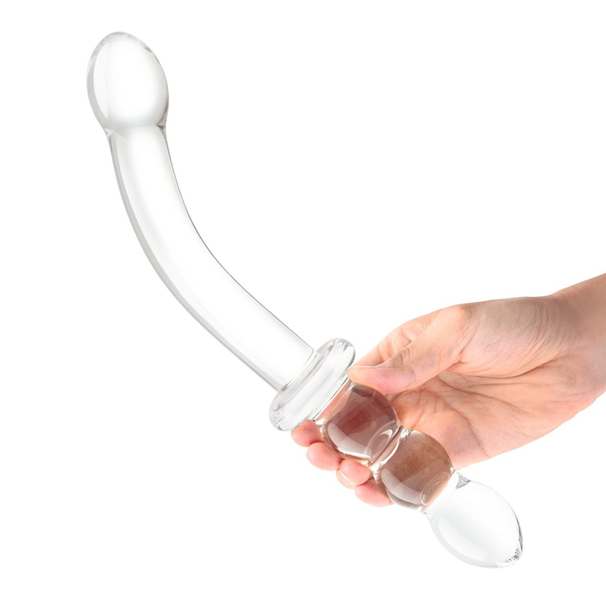 Прозрачный ребристый двусторонний стимулятор Ribbed G-Spot - 30 см.