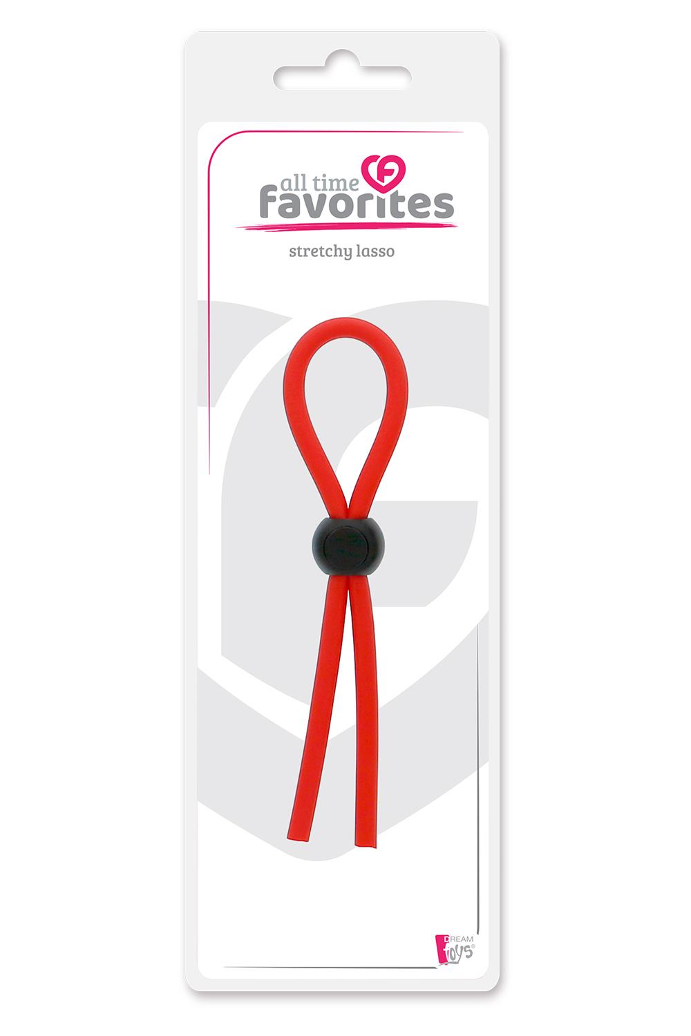 Красное эрекционное лассо с одной бусинкой-утяжкой Stretchy Lasso
