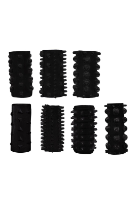Набор из 7 черных насадок Penis Sleeves Set