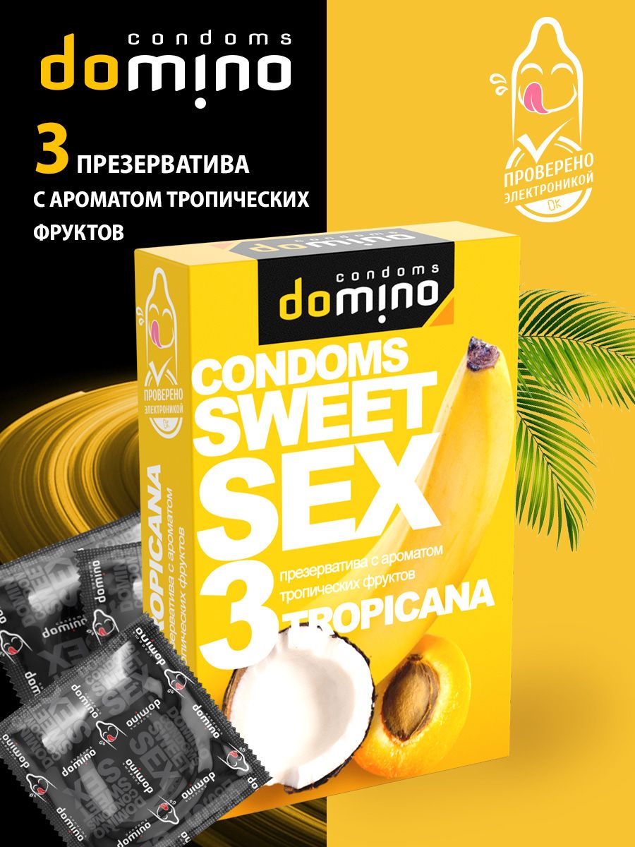 Презервативы для орального секса DOMINO Sweet Sex с ароматом тропических фруктов - 3 шт.