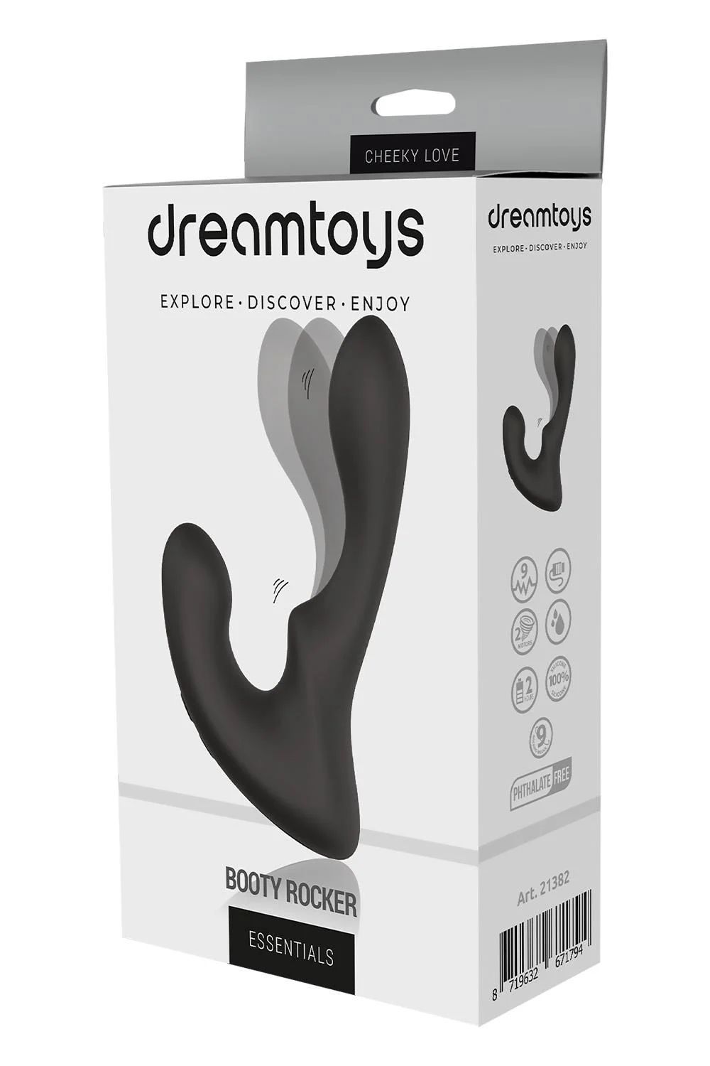 Чёрный массажер простаты с 2 моторами Booty Rocker