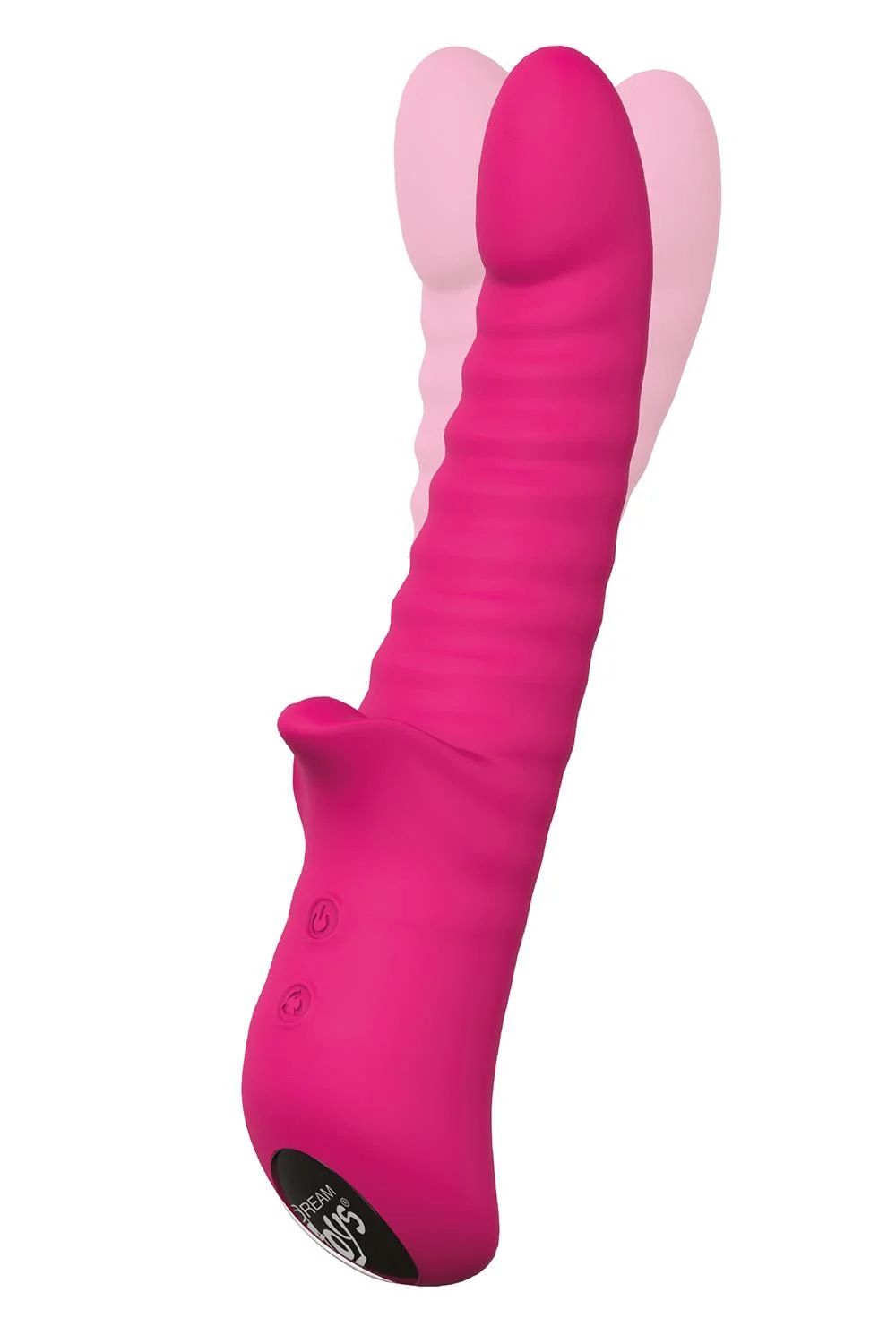 Розовый вибратор Honey Bear с ребрышками - 21,5 см.