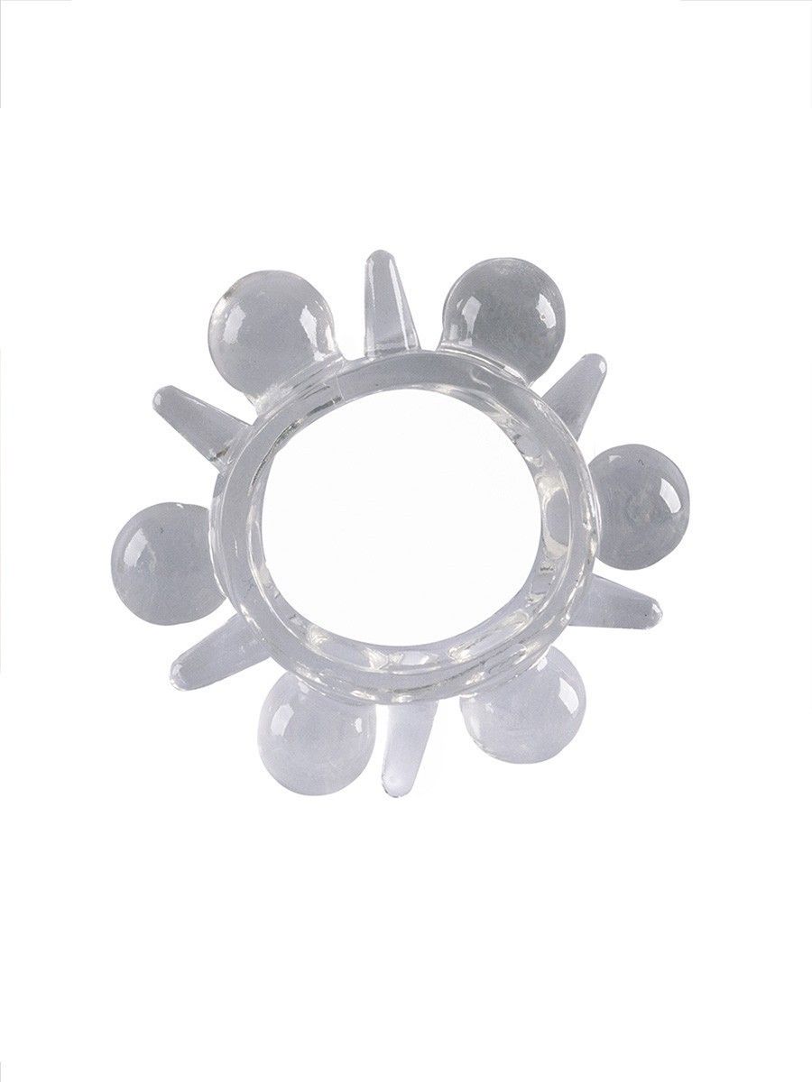 Прозрачное эрекционное кольцо с шариками и шипами