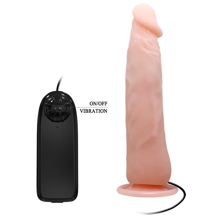 Реалистичный вибромассажер на присоске Vibrating Cock - 23 см.