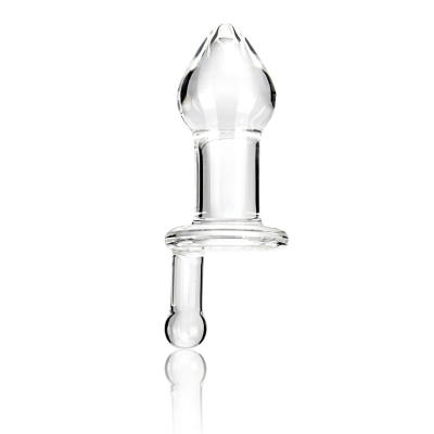 Прозрачный стеклянный анальный плаг с ручкой Glass Juicer - 12,7 см.