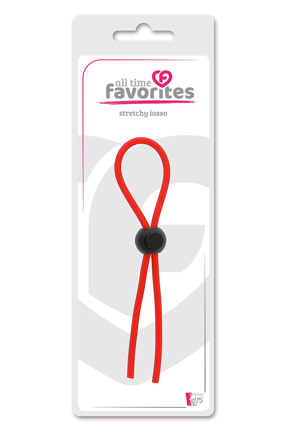 Красное эрекционное лассо с одной бусиной-утяжкой Stretchy Thin Lasso