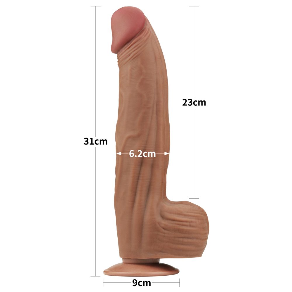 Коричневый фаллоимитатор 12 King Sized Sliding Skin Dual Layer Dong - 31 см.