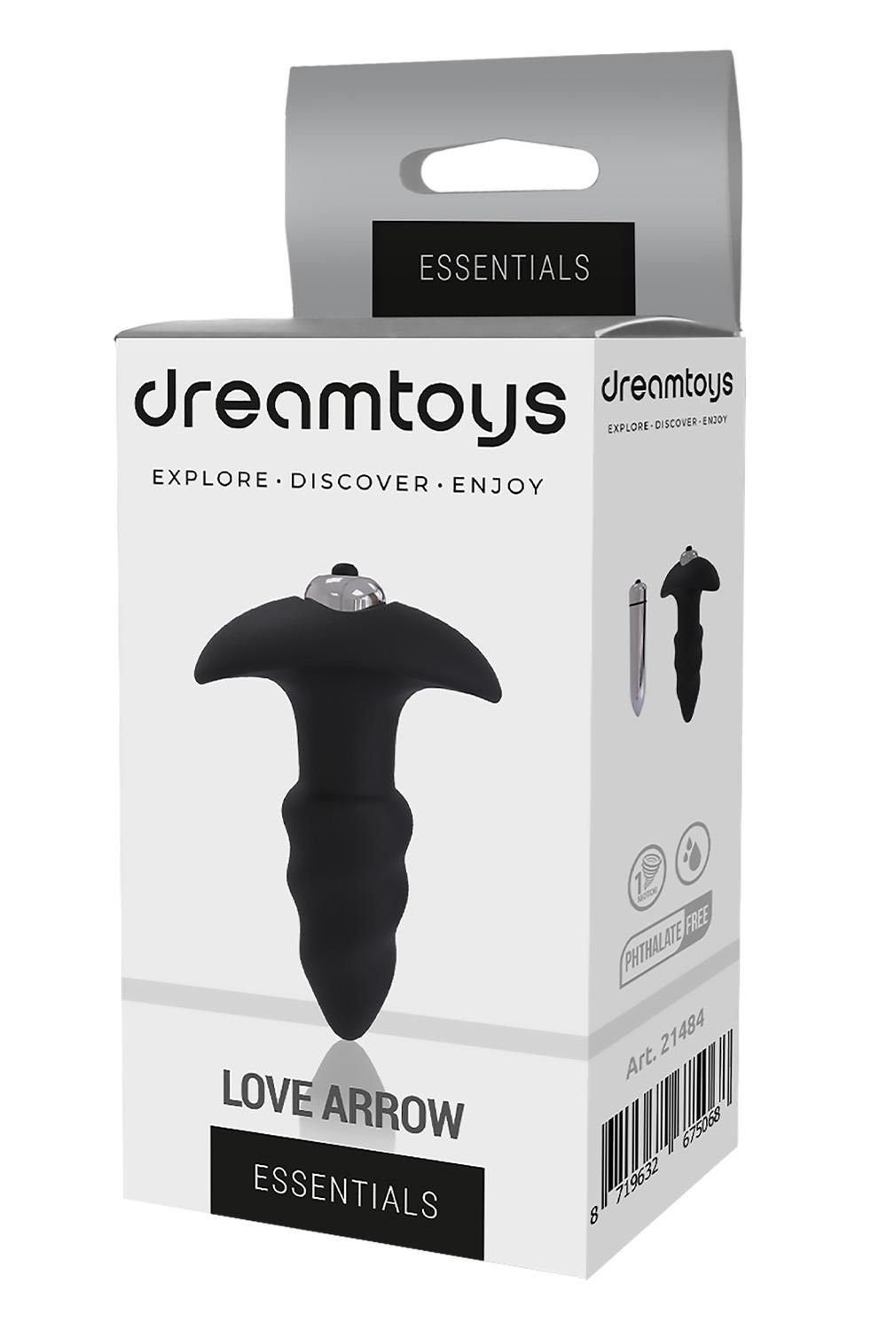 Черная анальная вибровтулка Single Speed Love Arrow Plug - 9,8 см.